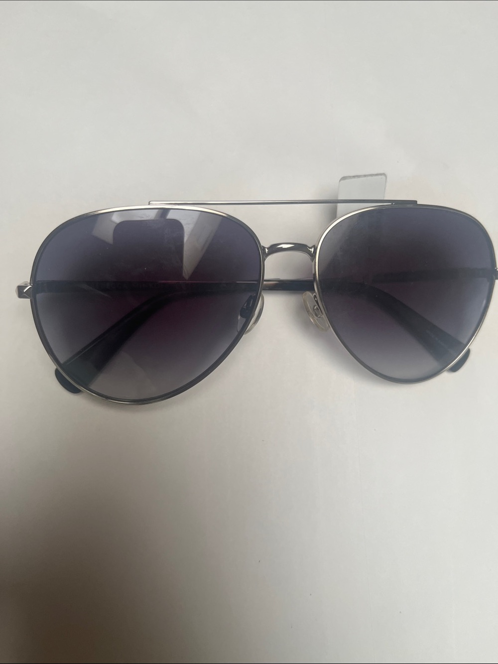 Rebecca Minkoff Silver Aviator Sunglasses with Gradient Gray Lenses